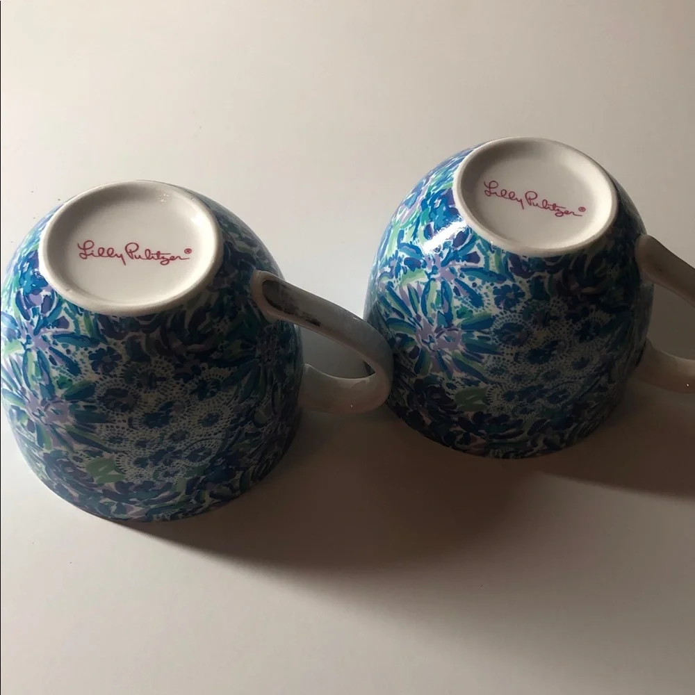 Lilly Pulitzer Blue and Green Patterned Mugs - Picture 9 of 11